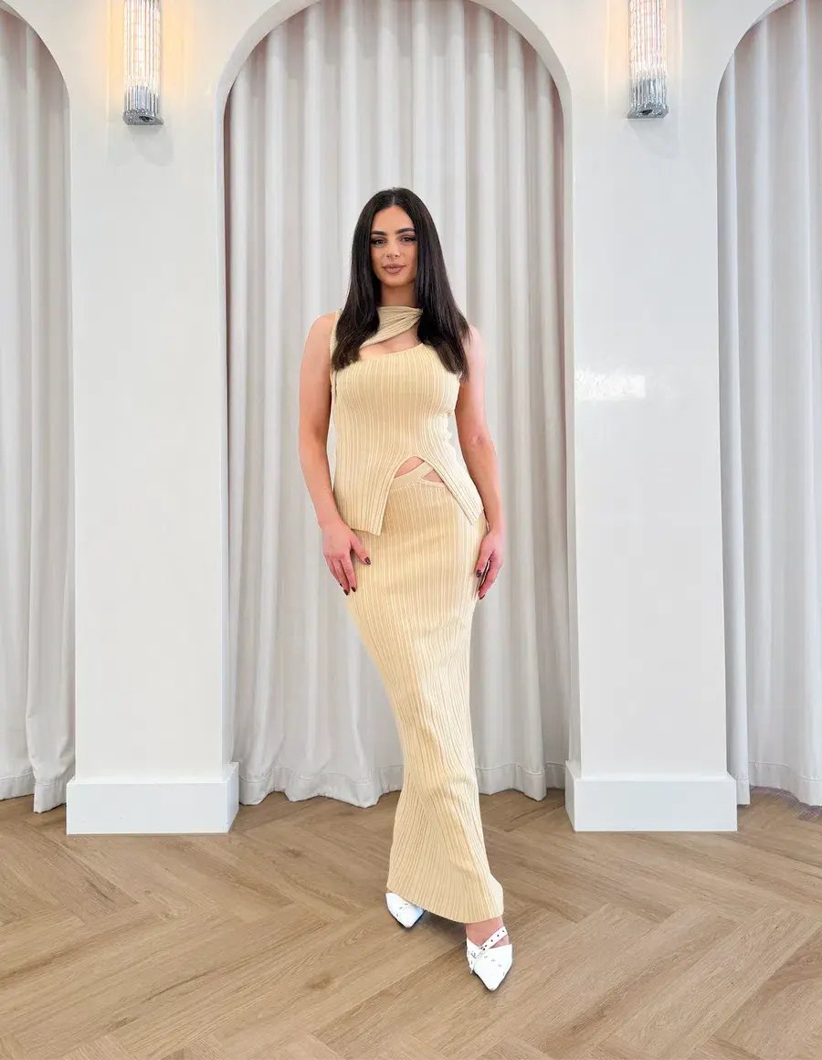Henne The Romee Knit Top and Skirt Set in Gold Size S / AU 8 photo 4