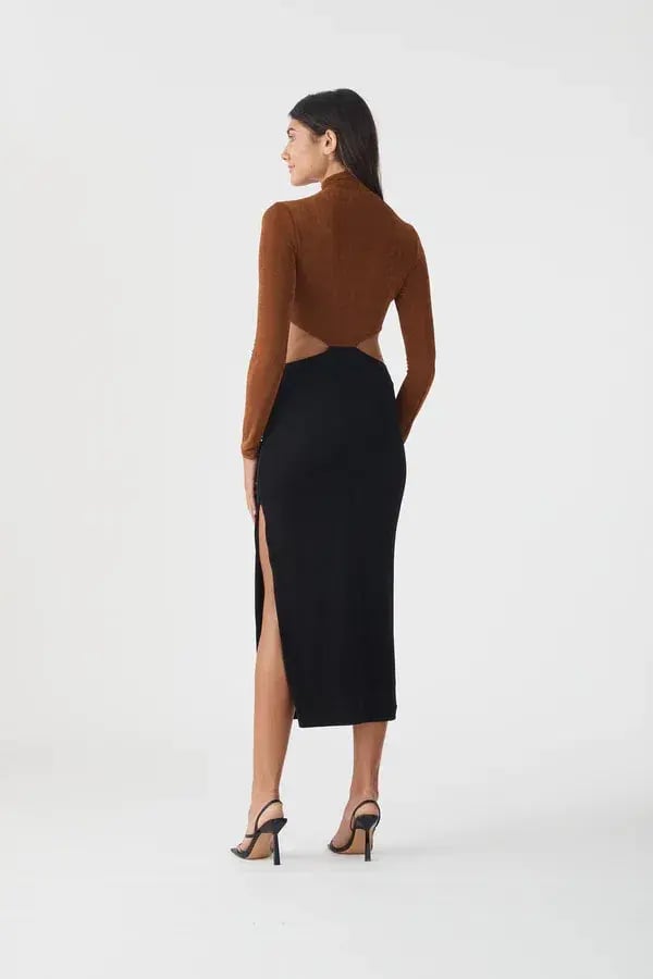 San Sloane Ninette Midi Dress Black/Brown Size AU 8 photo 3