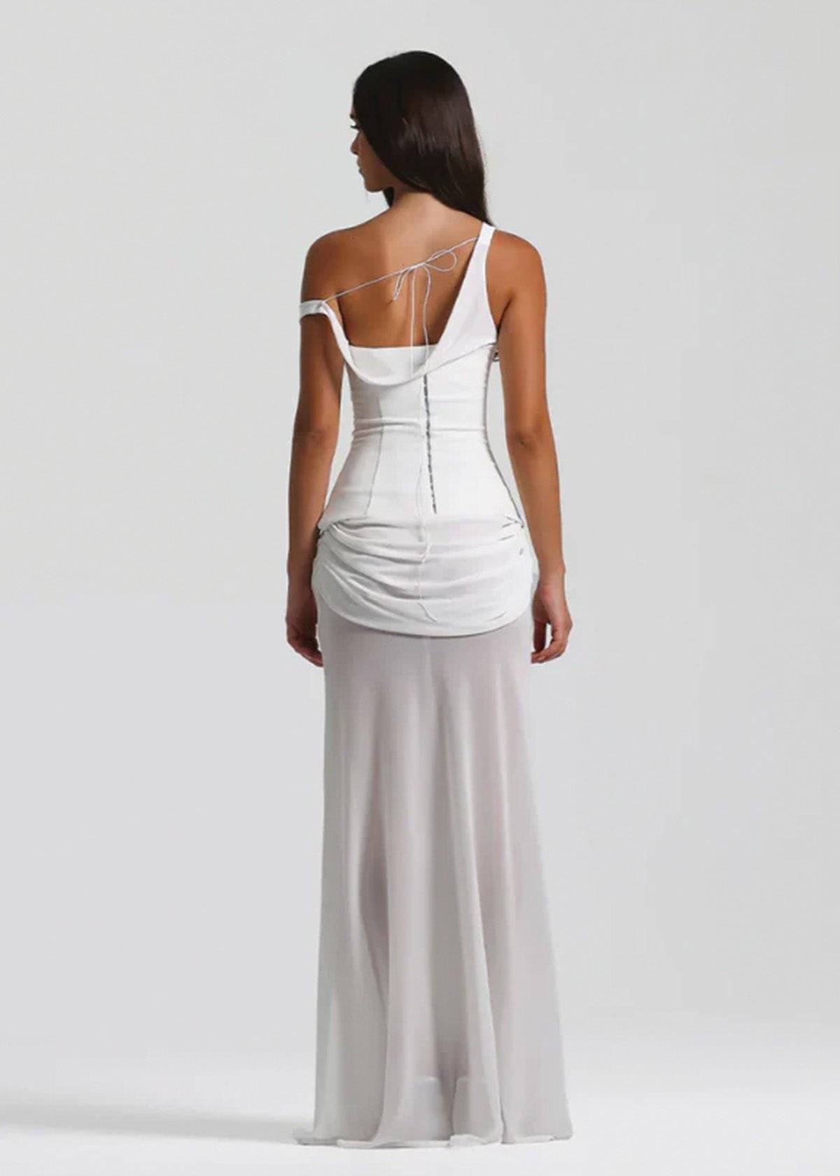 Cadence Crepe Corset Dress in White photo 3