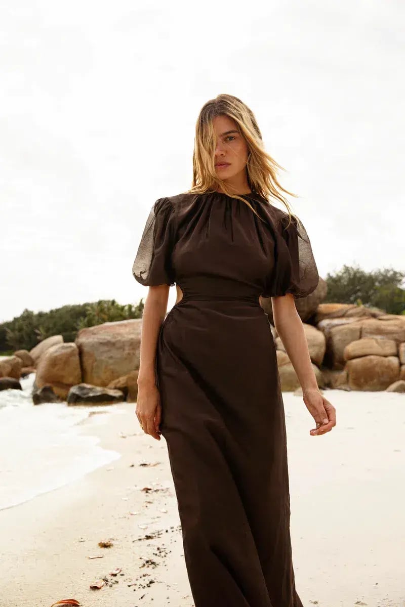Sir The Label Anje Puff Sleeve Gown Brown Size 3 / AU 12 photo 3