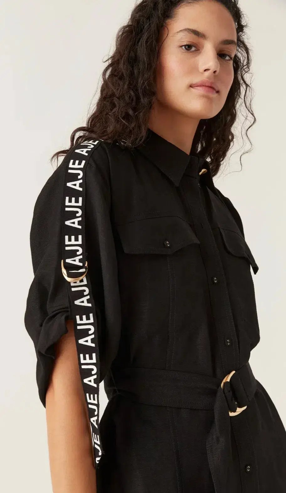 Aje Signal Logo Shirt Mini Dress Black Size 12 photo 4