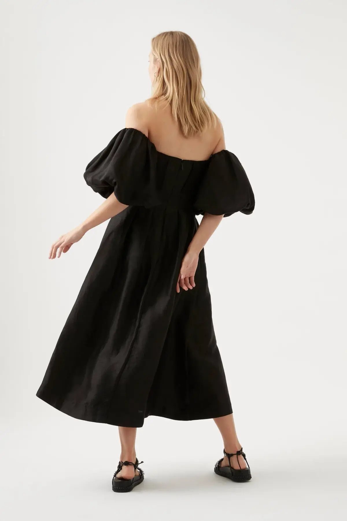 Aje Eugenie Off Shoulder Midi Dress Black Size AU 10 photo 2