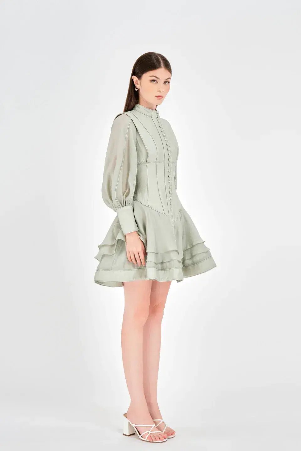 Justin Tong Xander Mini Dress Green Size 8 photo 4