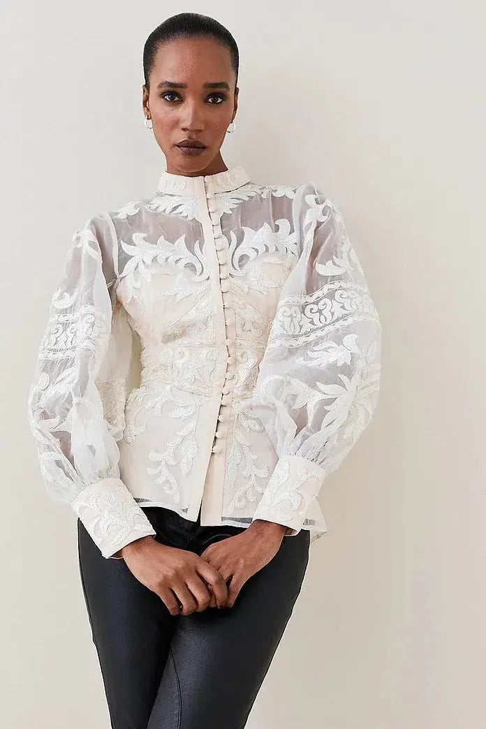 Lydia Millen Baroque Applique blouse size 12 photo 2