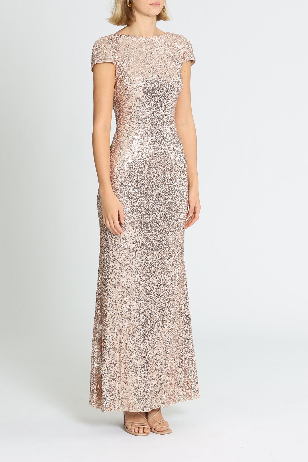 Sequin Cowl Back Gown - Blush photo 2
