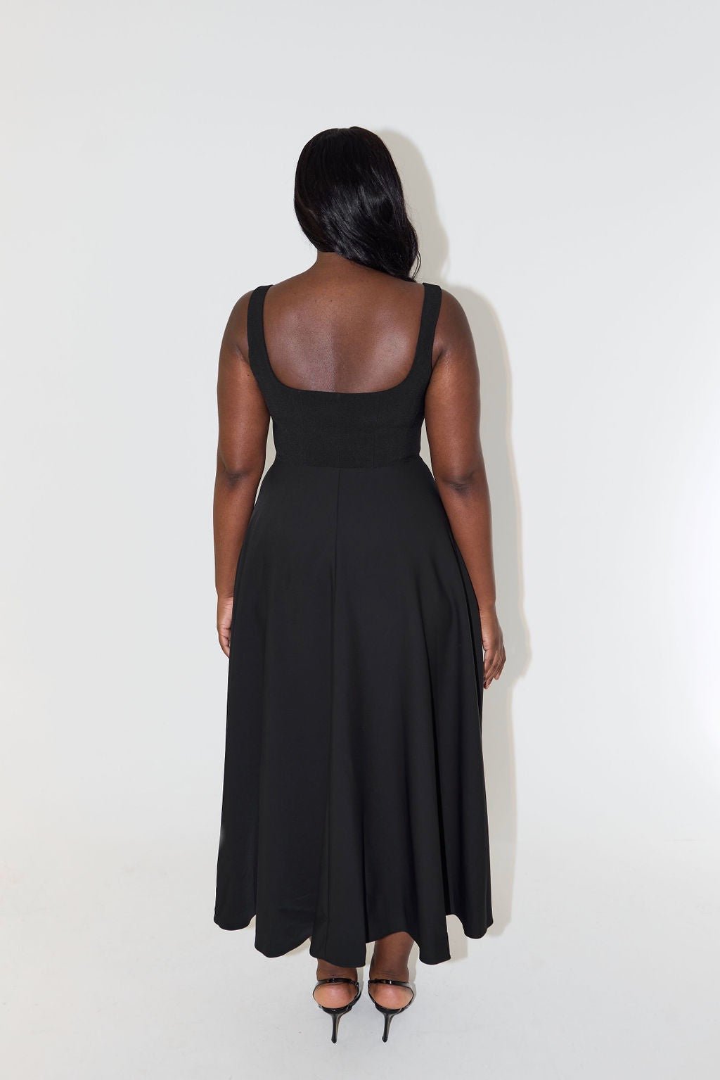 ODD MUSE THE ULTIMATE MUSE HIGH WAIST SQUARE NECK MIDI DRESS - BLACK photo 4