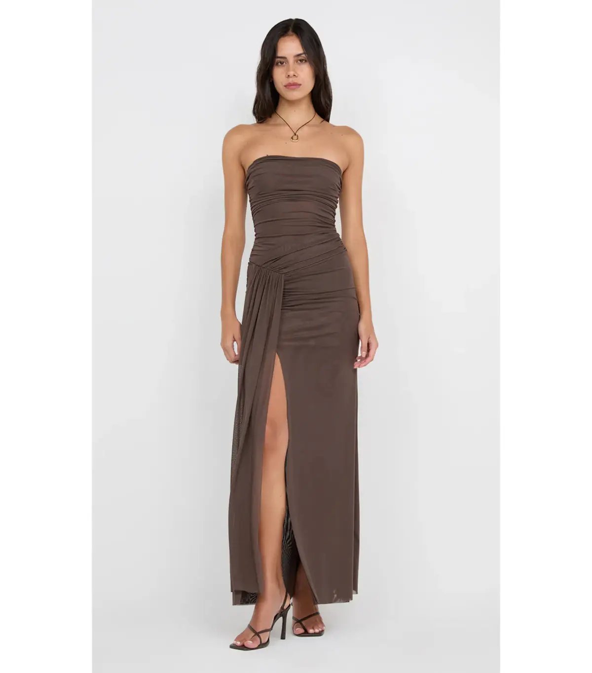 Bec & Bridge Ida Strapless Maxi Gown in Chocolate Brown Size AU 10 photo 3