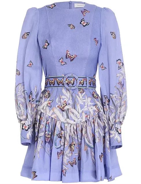 Zimmermann Botanica Belted Linen Mini Dress Cornflower Blue Size 1 / AU 10 photo 2