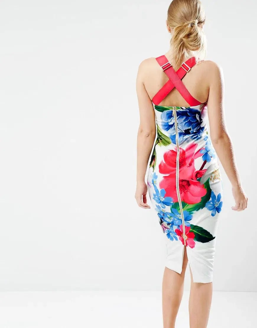 Ted Baker Alexie Dress in Forget Me Not Print in White Size 8 photo 3