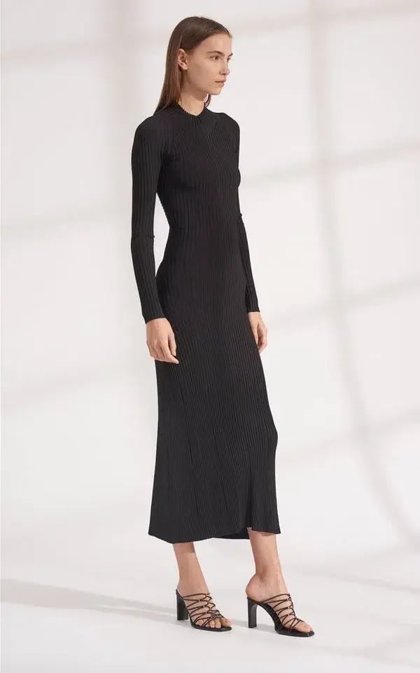 Dion Lee Stripe Rib Twist Reversible Midi Dress in Black Size 8 photo 3