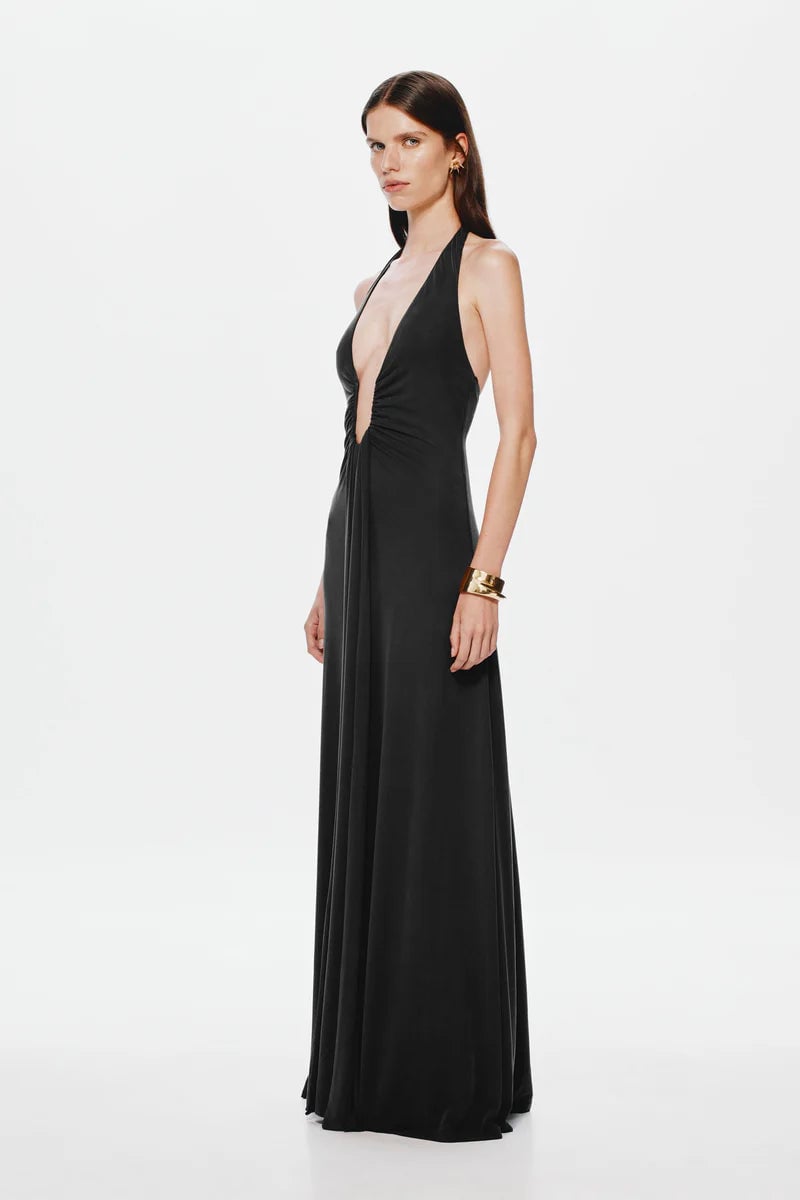 Misha Collection Jennifer Cupro Maxi Dress Black photo 2