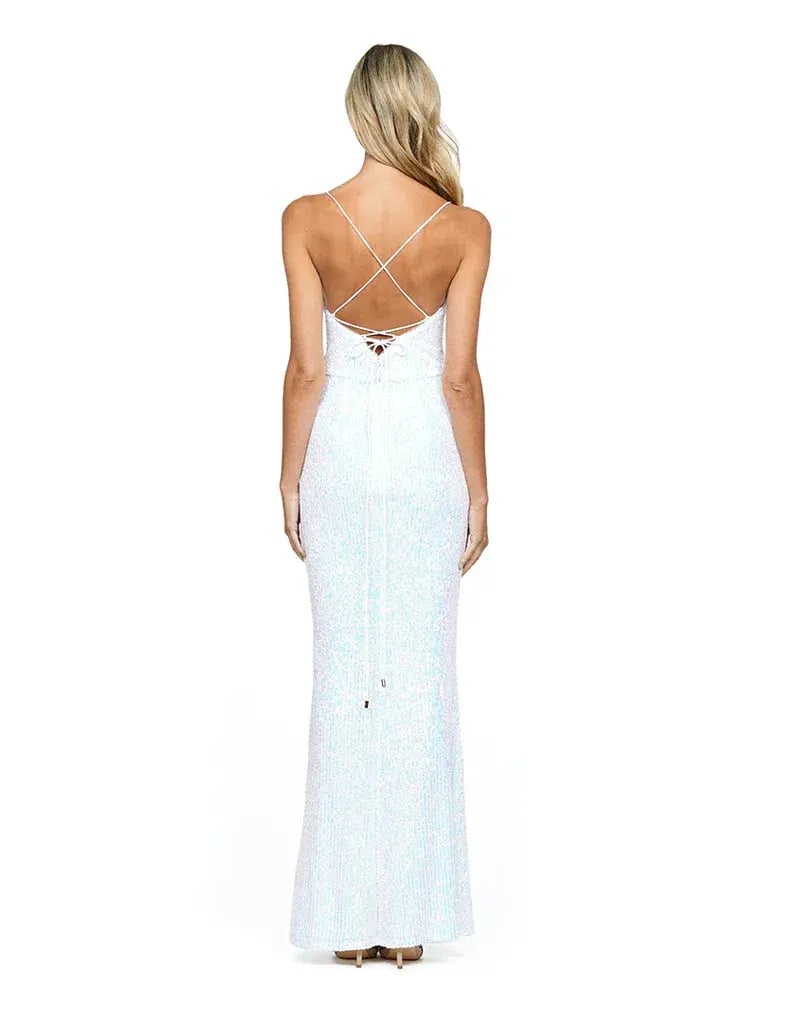 Bariano Dua Cowl Maxi Dress Iridescent White Size 12 photo 3