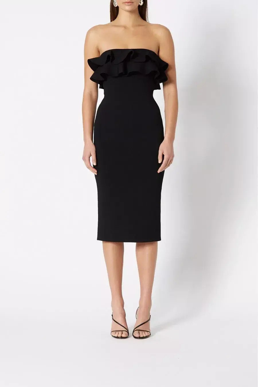 Scanlan Theodore Crepe Knit Strapless Dress Black Size 6 photo 2