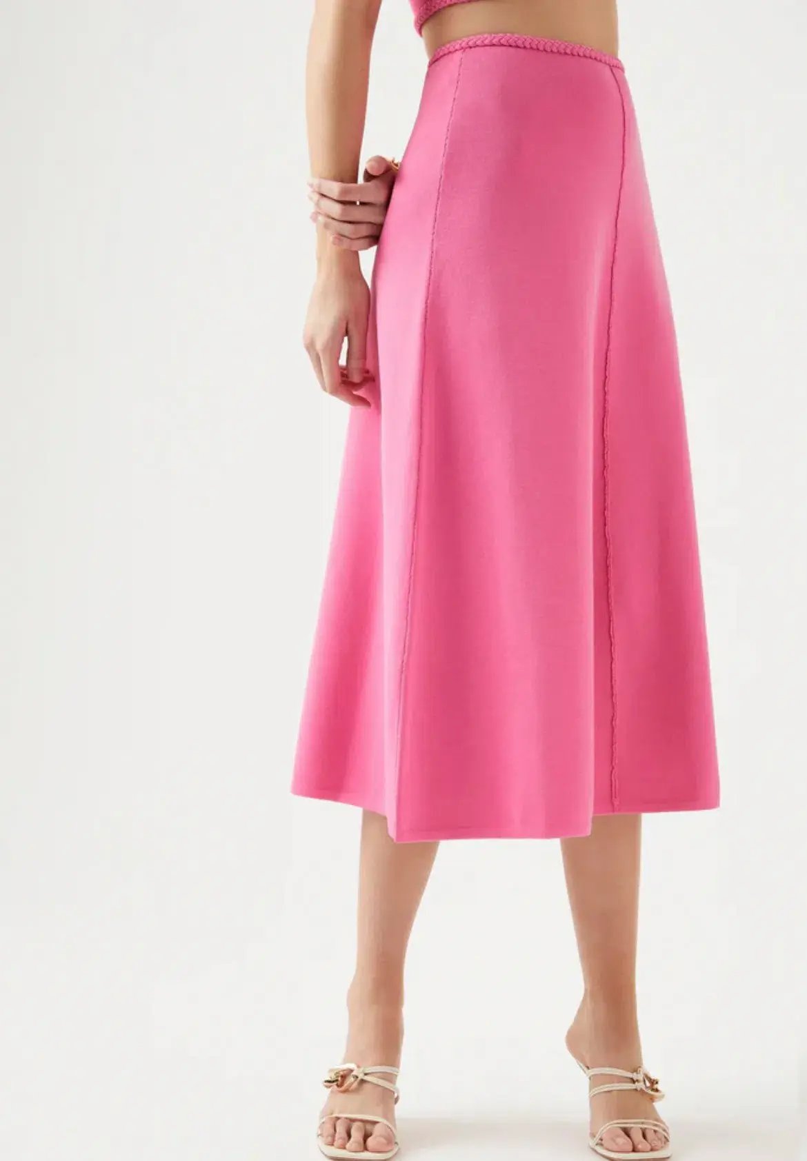 Aje Petal Knit Midi Skirt French Rose Pink Size S / AU 8 photo 2