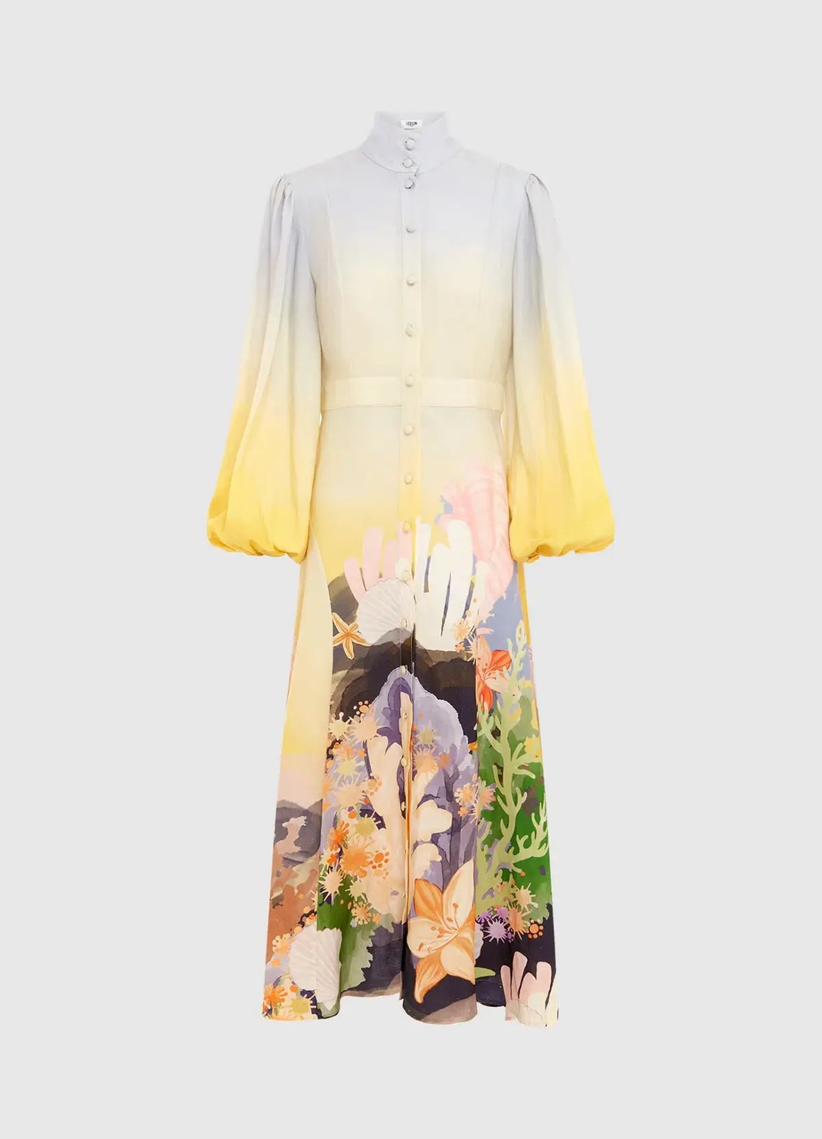 Leo Lin Nellie Midi Dress Neptune Print in Seashell Size 14 photo 3