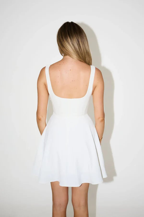ODD MUSE HIGH WAIST SQUARE MINI DRESS - WHITE photo 7