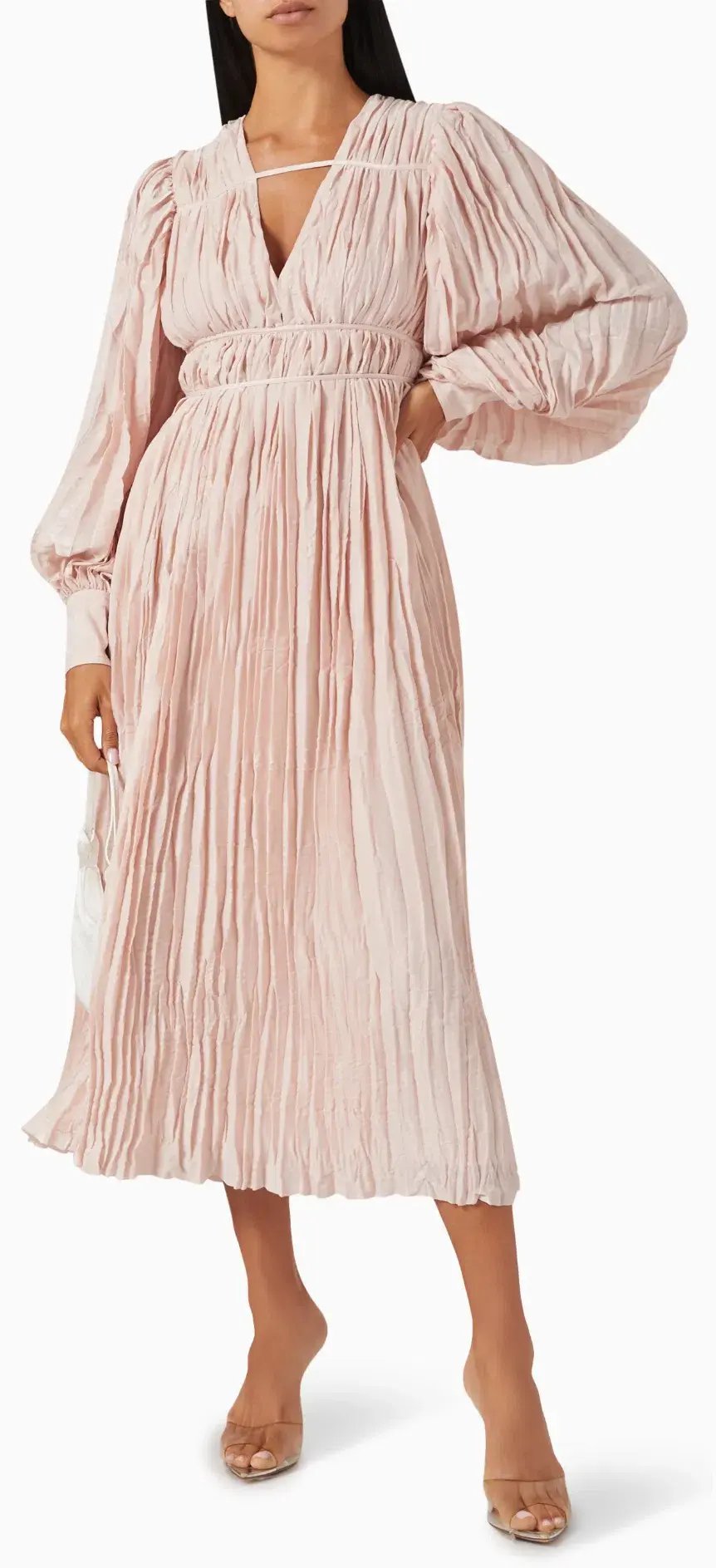 Aje Catalyst Pleated Midi Dress Blush Pink Size AU 14 photo 3
