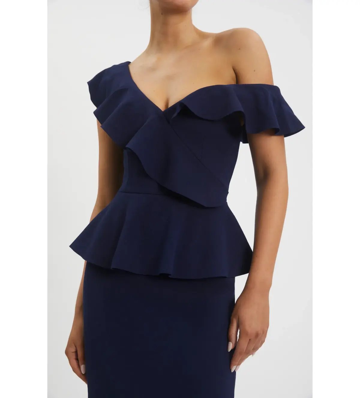 Rebecca Vallance Grace Frill Midi Dress Navy Size AU 10 photo 3
