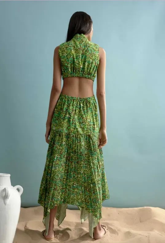 Alemais Phyllis Twist Front Pleat Dress Green Size 10 photo 3