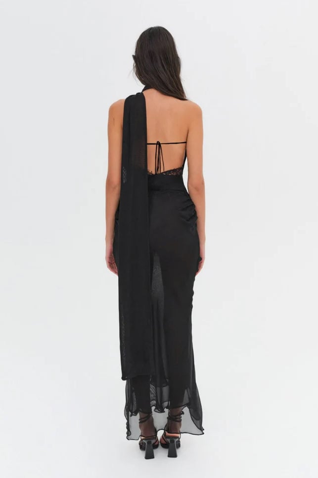 FOR LOVE & LEMONS ANGELA CHIFFON MAXI DRESS - BLACK photo 6