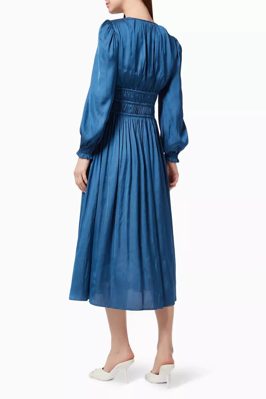 Maje  Riannette Flared Midi Dress Blue Size 36FR / AU 8 photo 3