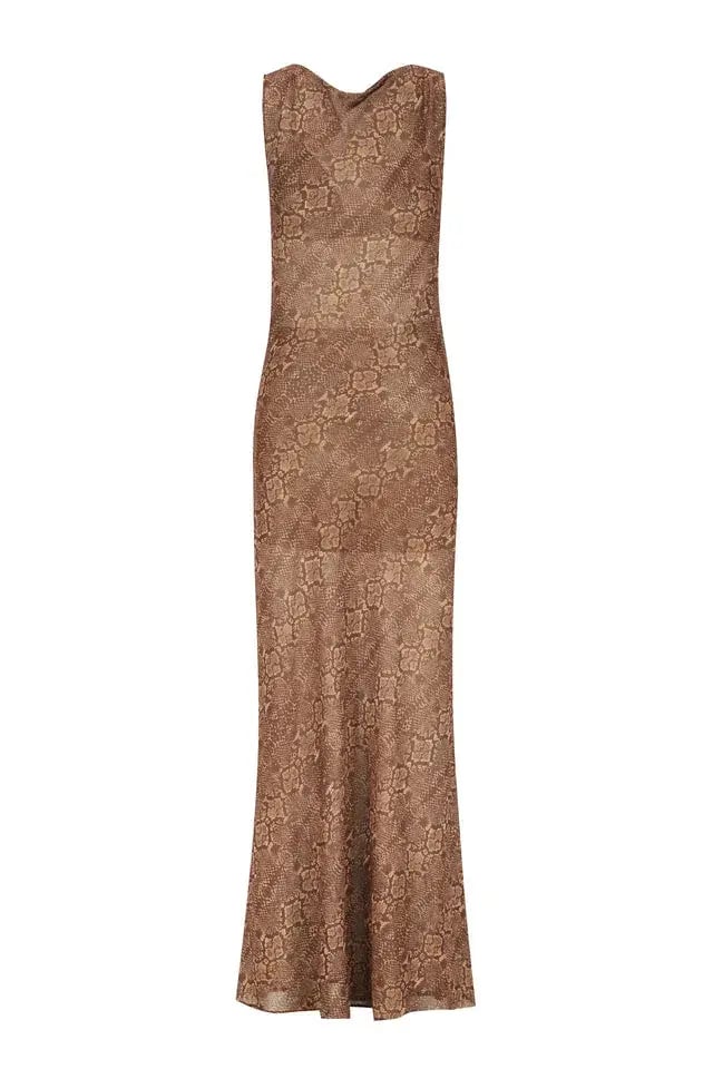 Hansen And Gretel Emmery Backless Cowl Dress In Serpent Size 8 photo 4