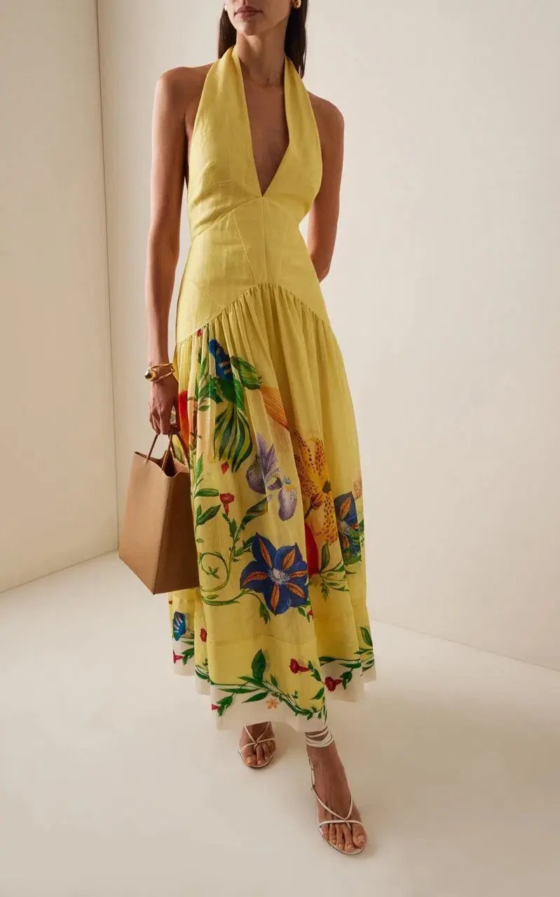 ALEMAIS Dahlia Halter Gown Yellow Size 10 AU photo 7