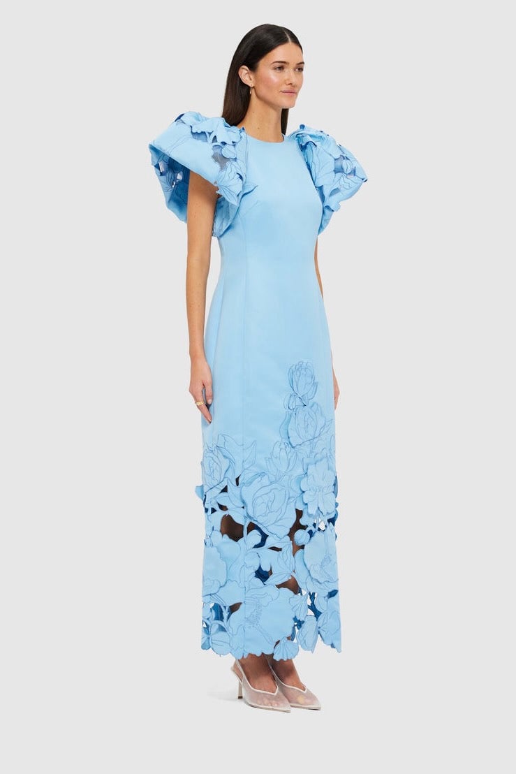 LEO LIN LUCINDA APPLIQUÉ MAXI DRESS - CORNFLOWER BLUE photo 2