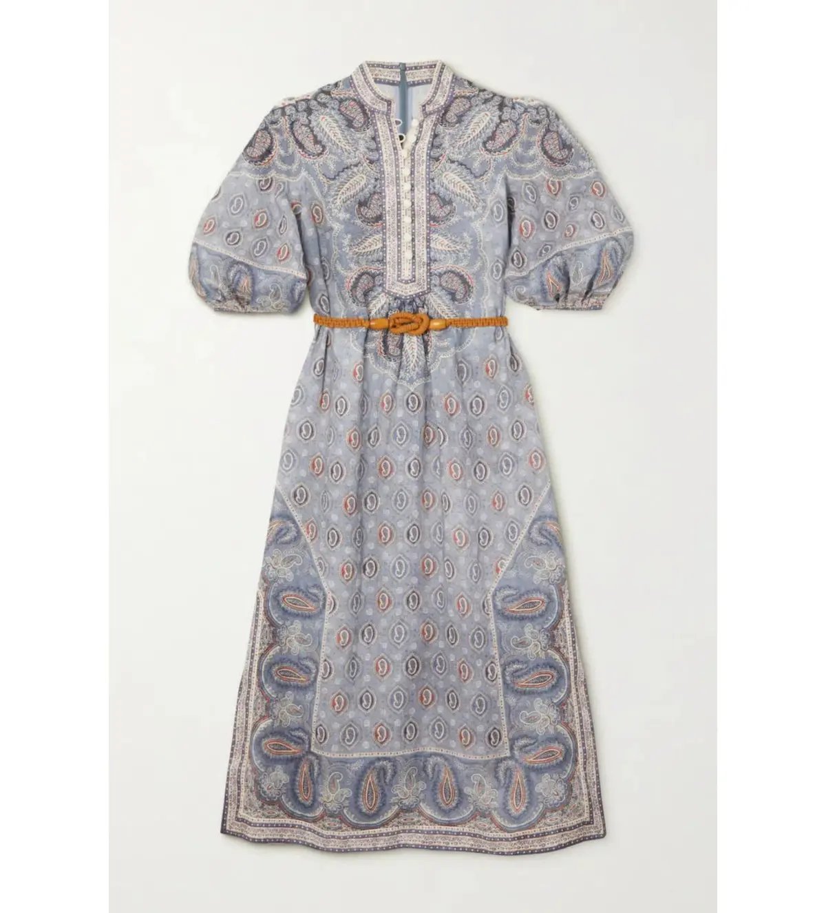 Zimmermann Vitali Paisley Linen Dress in Blue Size 3 / AU 14 photo 4
