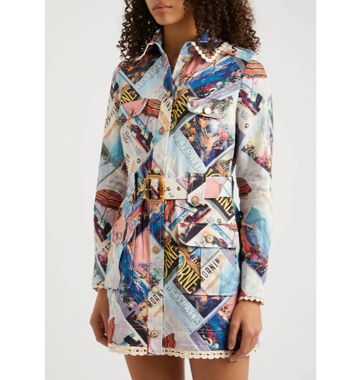 Zimmermann Postcard Shirt Mini Dress Print Size 2 / AU 12 photo 2