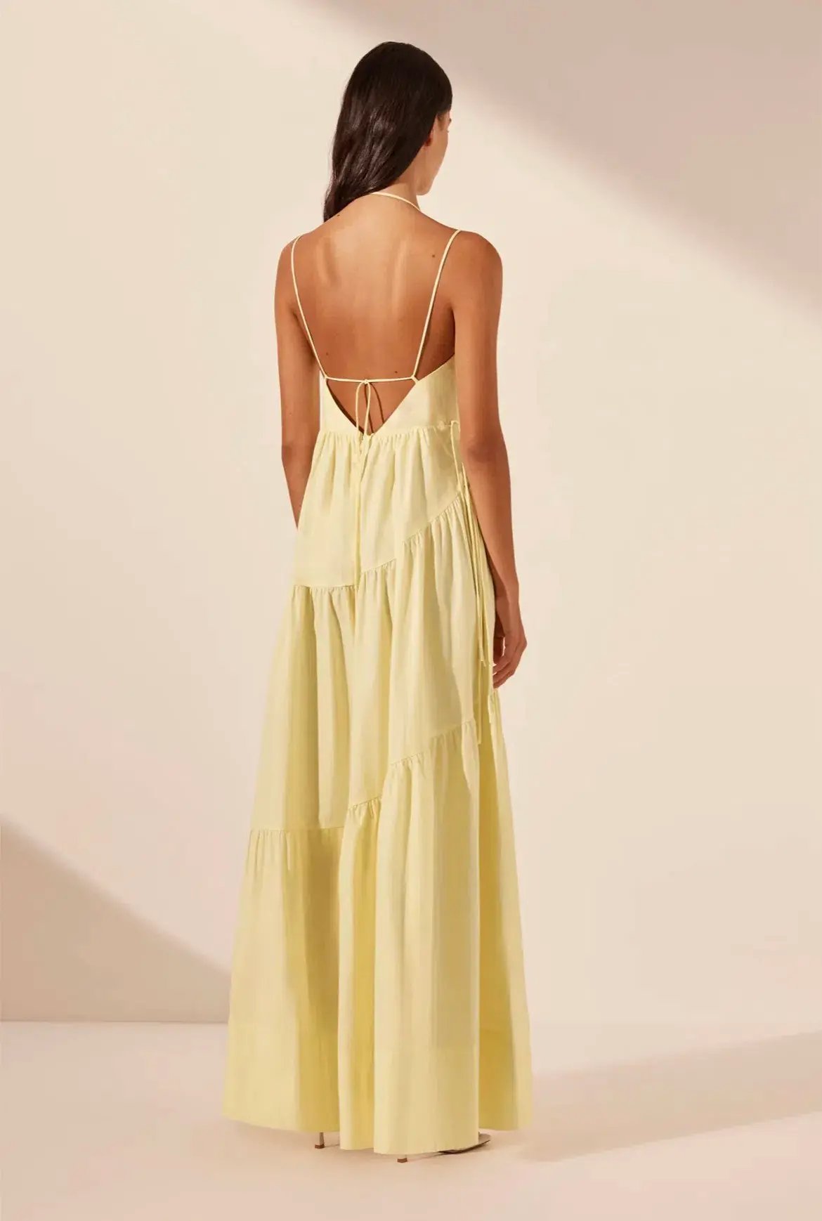 Shona Joy Maiori Tiered Maxi Dress in Lemon Size 8 photo 3