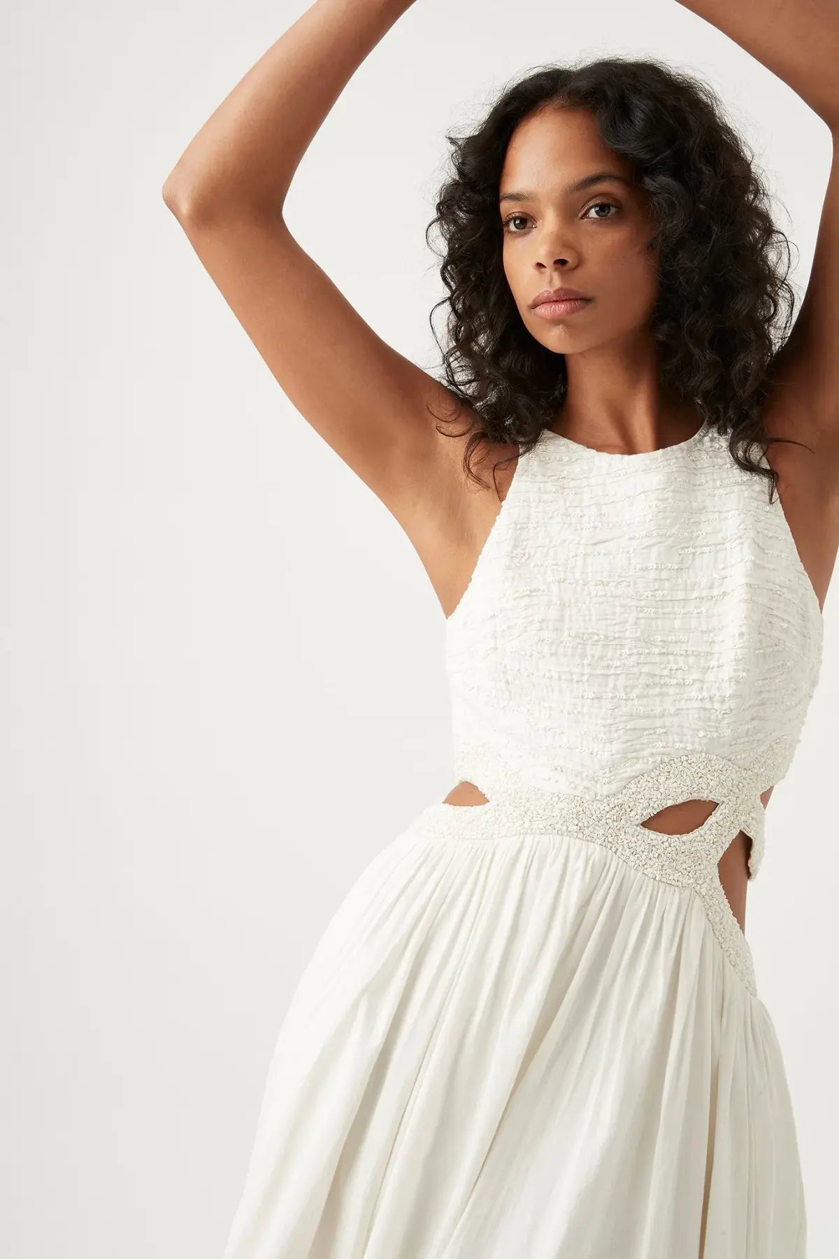 Aje New Catara Sequin Midi Dress Ivory Size 16 photo 4