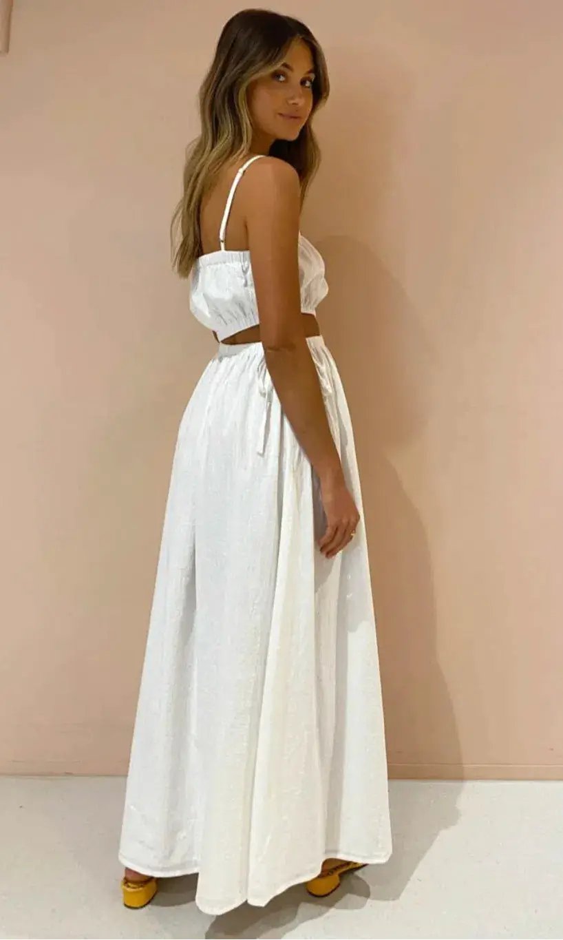 By Nicola Carnivale Elastic Waist Maxi Dress in White Size 10 / M photo 3