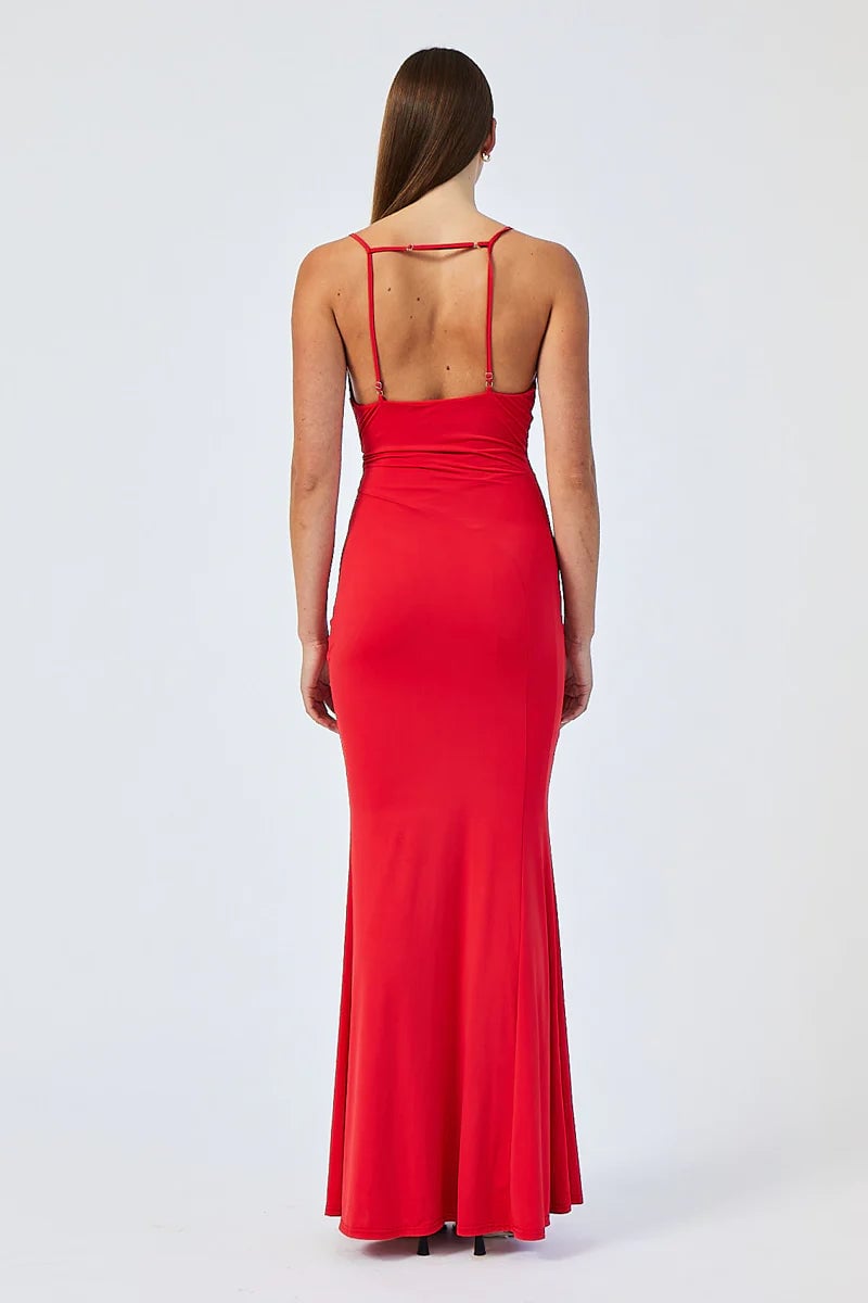 SUBOO IVY STRAPPY GATHERED MAXI DRESS - RED photo 5