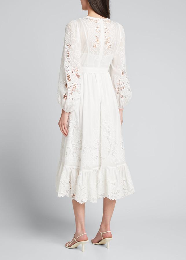 Zimmermann Lulu Scallop Midi Dress Ivory Size 8 photo 2