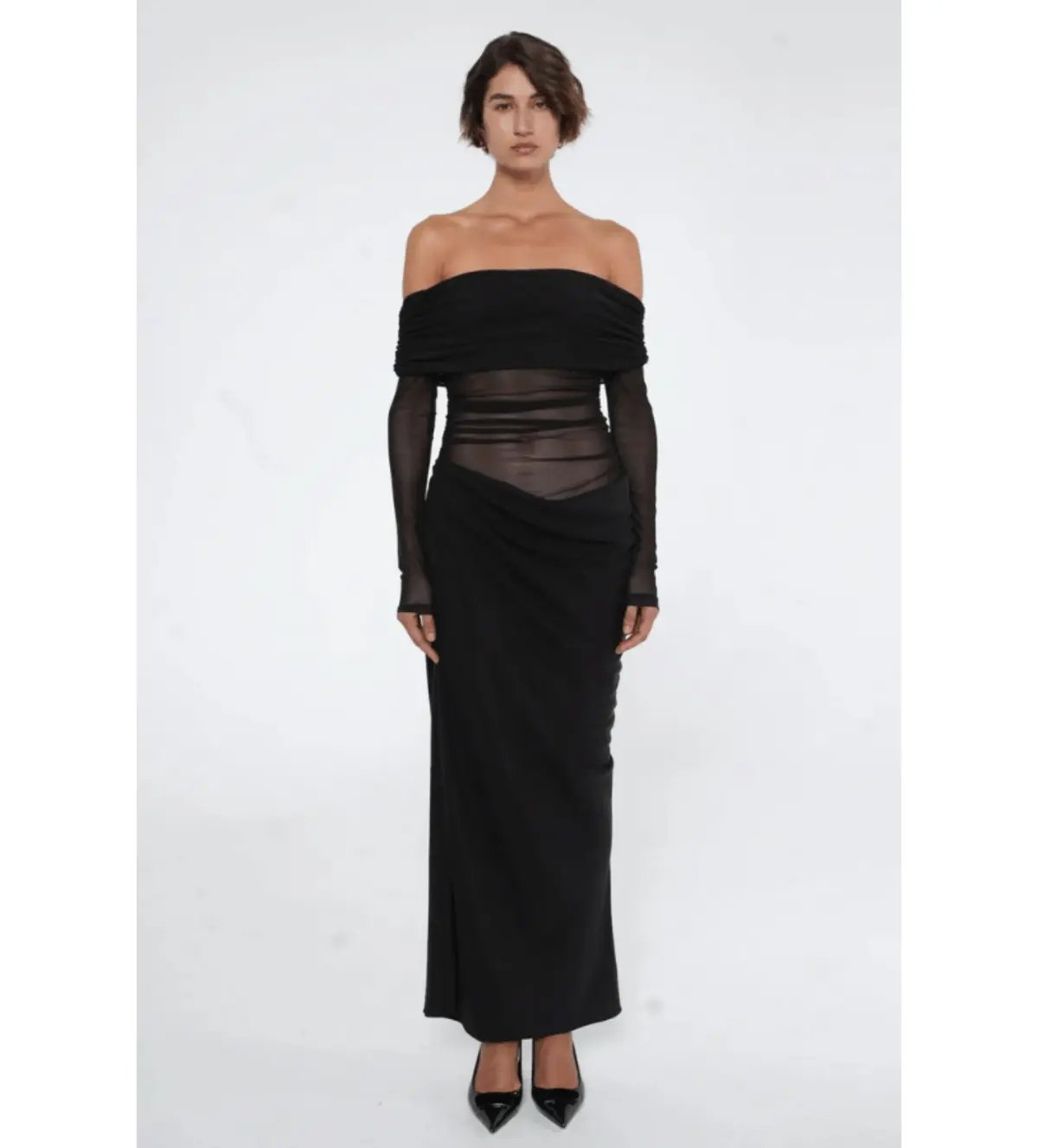 Benni Yasmin Off Shoulder Maxi Dress Black Size 8 photo 2