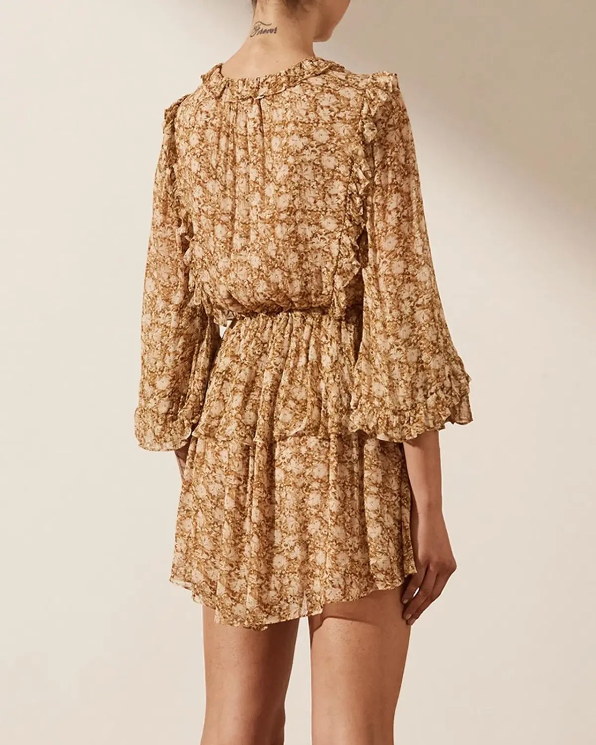 Shona Joy Julia Balloon Sleeve Drawstring Mini Dress Floral Size AU 10 photo 3