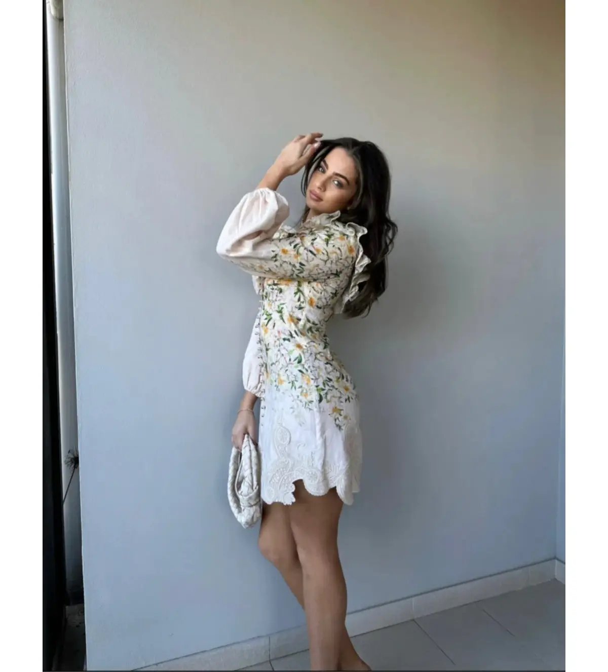 Zimmermann Coaster Battenburg Mini Dress in Blush Garden Floral Size 0/AU 8 photo 2