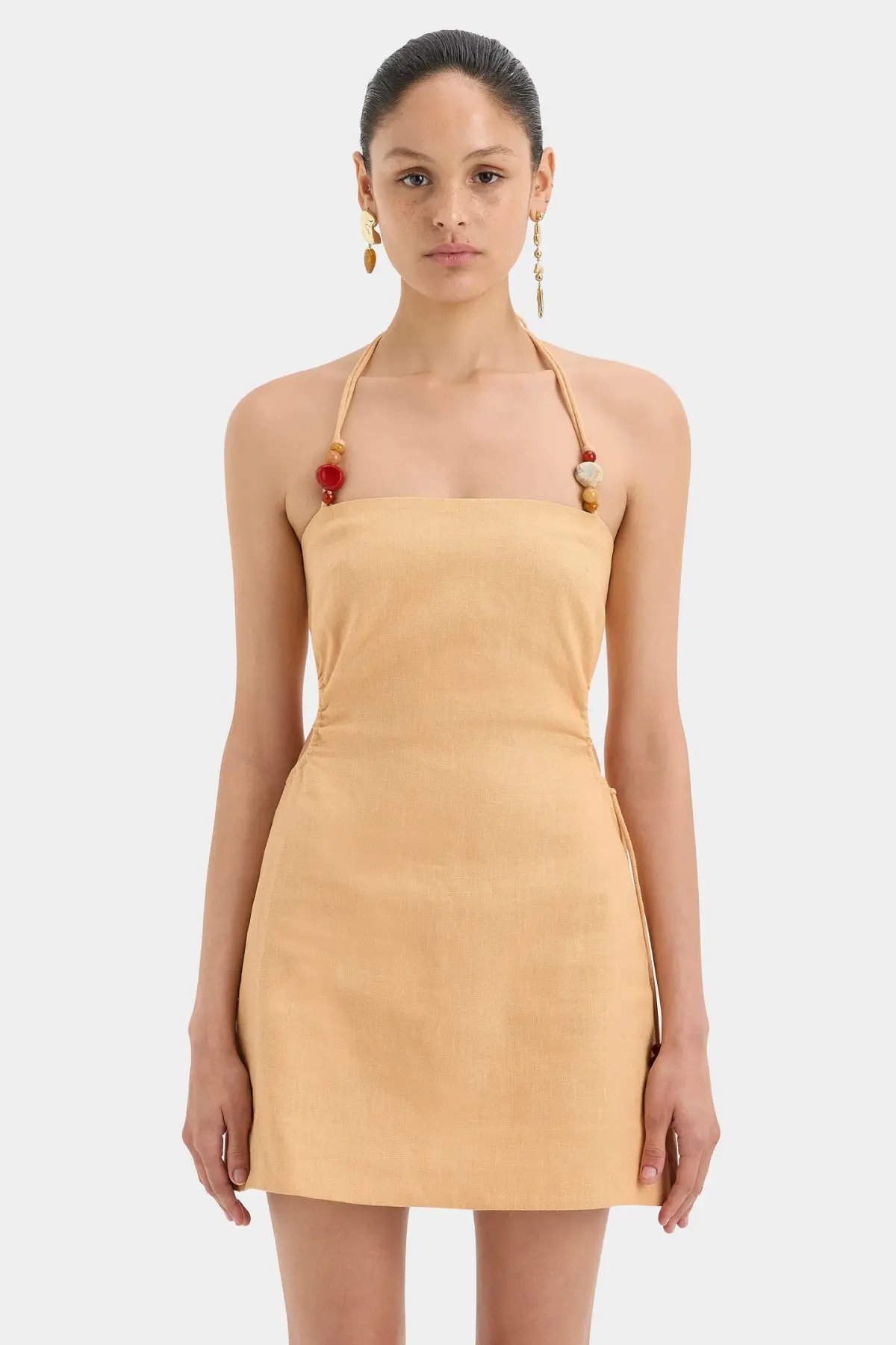 Sir the Label Antonia Beaded Mini Dress Light Tan Size 0 / AU 6 photo 4