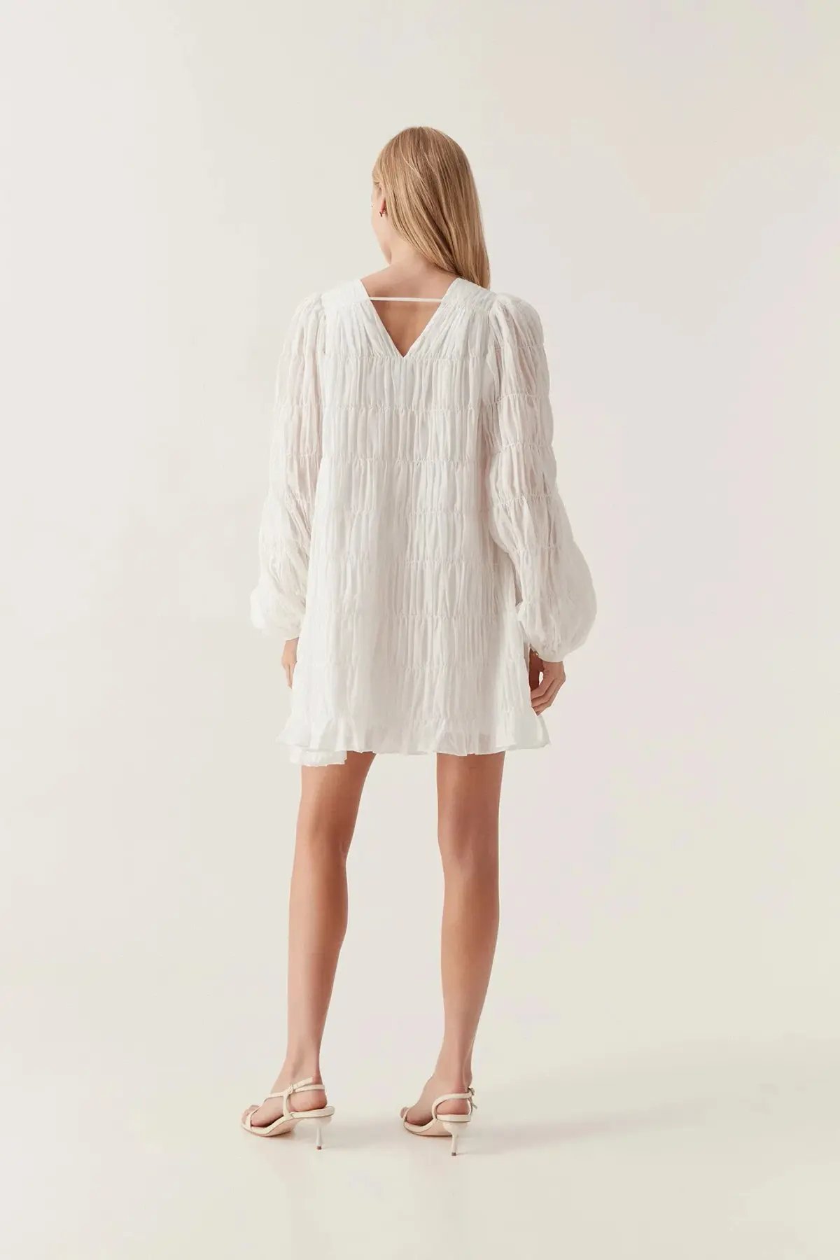 Aje Evelina Ruched Mini Dress in Ivory Size 8 photo 2