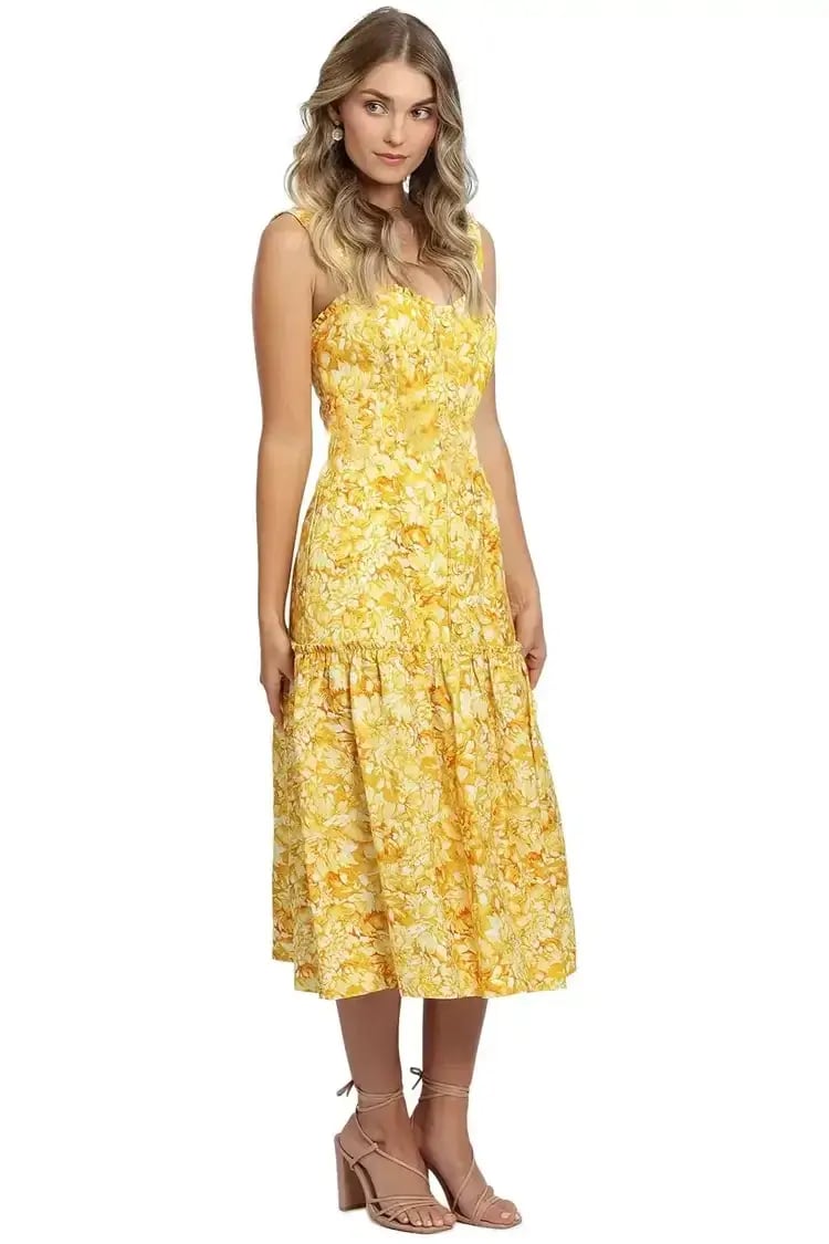 Rebecca Vallance Gialla Midi Dress in Yellow Size 14 photo 3