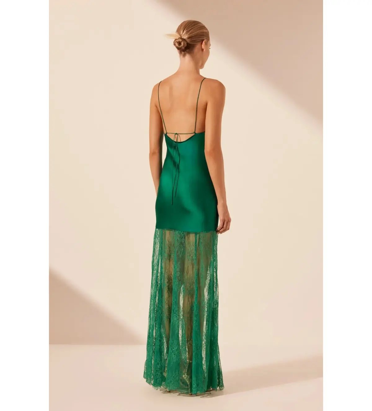 Shona Joy Elle Silk Lace Cowl Maxi Dress in Emerald Green Size 8 photo 4