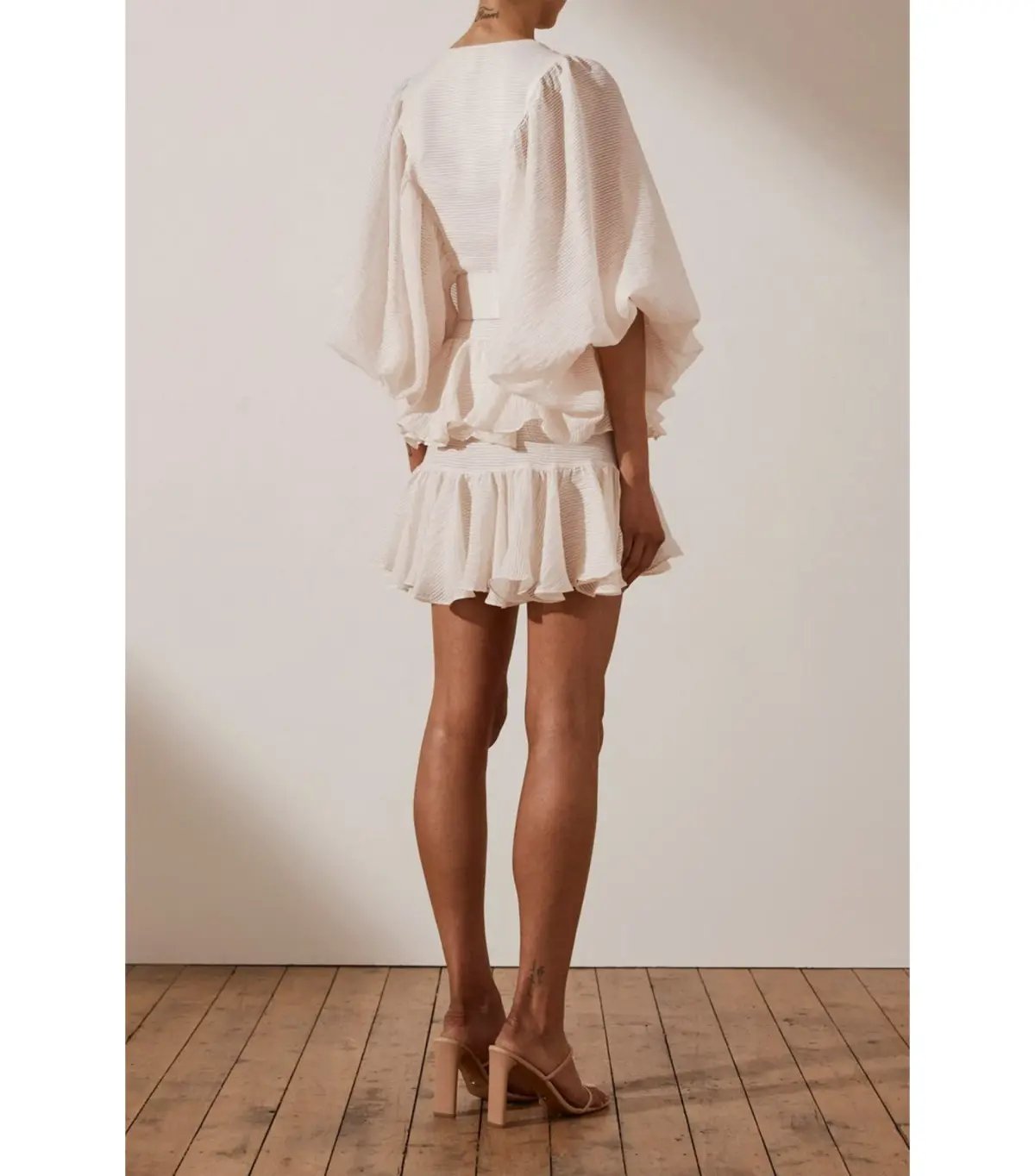 Shona Joy Charlotte Plunged Mini Dress in Ecru Size AU 10 photo 2