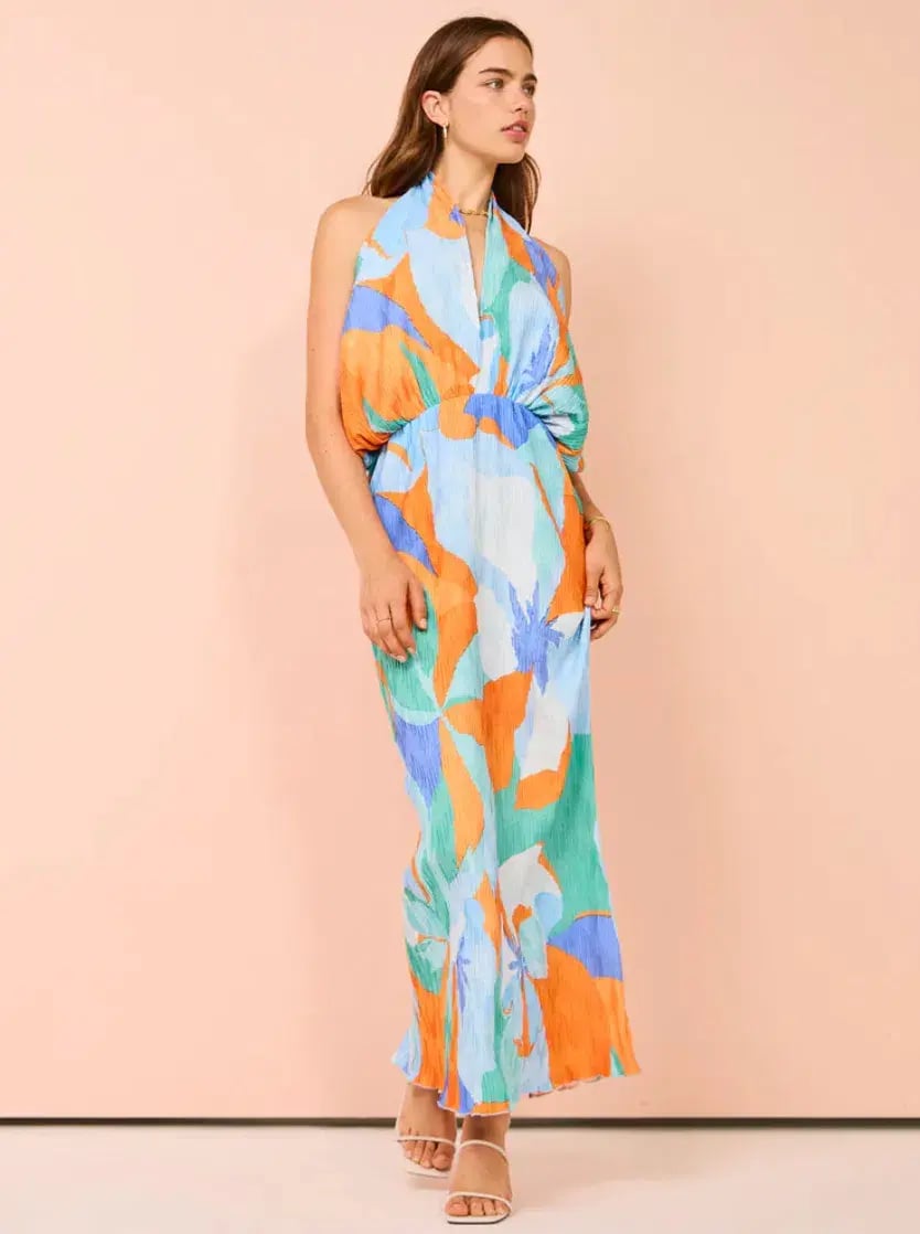 Lidee Riviera Sleeveless Gown In Capri Print Orange Size 6 photo 6