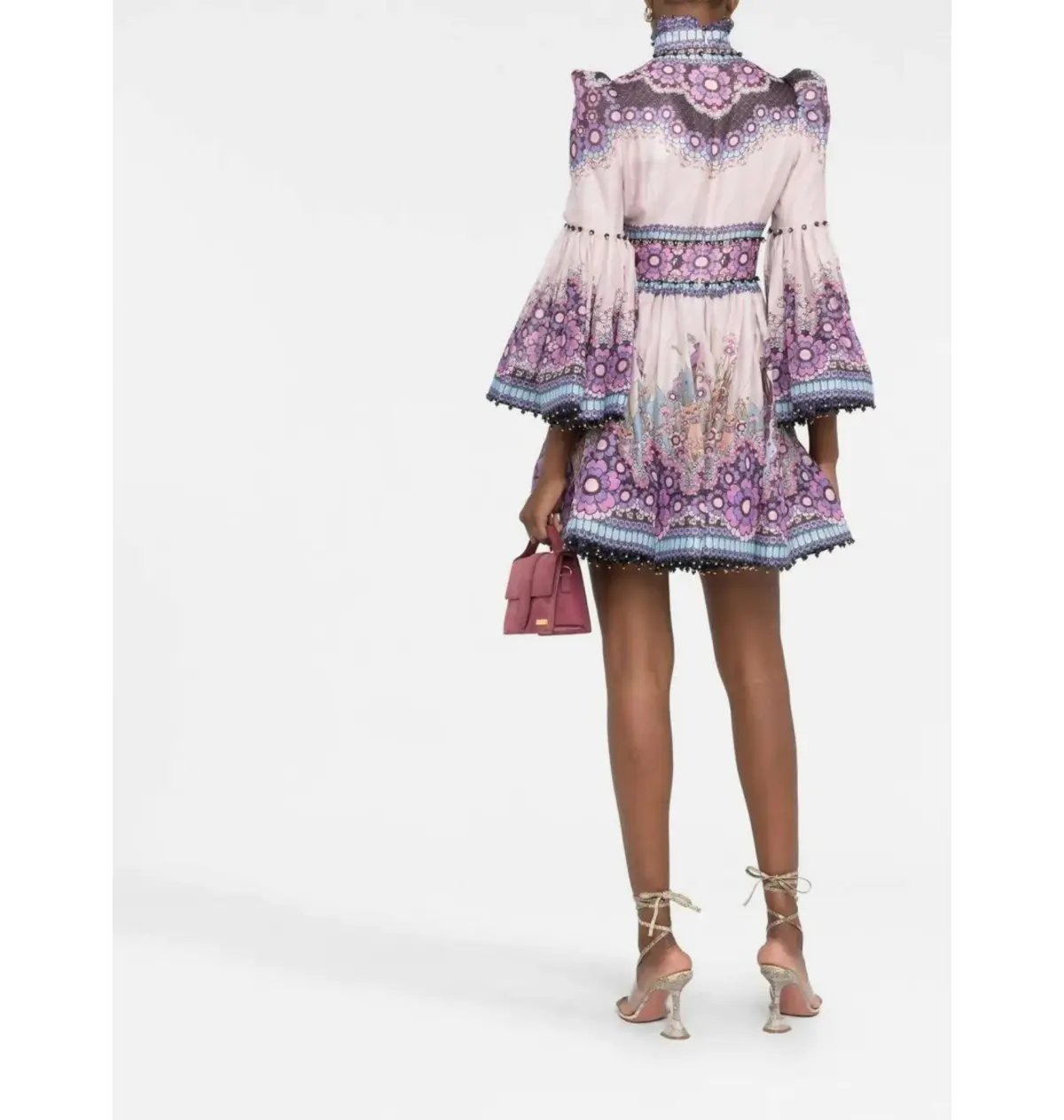 Zimmermann Celestial Bell Sleeve Mini Dress Gemini Zodiac Print Size 3 / AU 14 photo 5