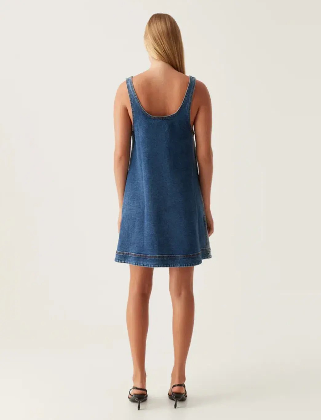 Aje Bambie Denim Mini Dress Two Tone Indigo Size 6 photo 2