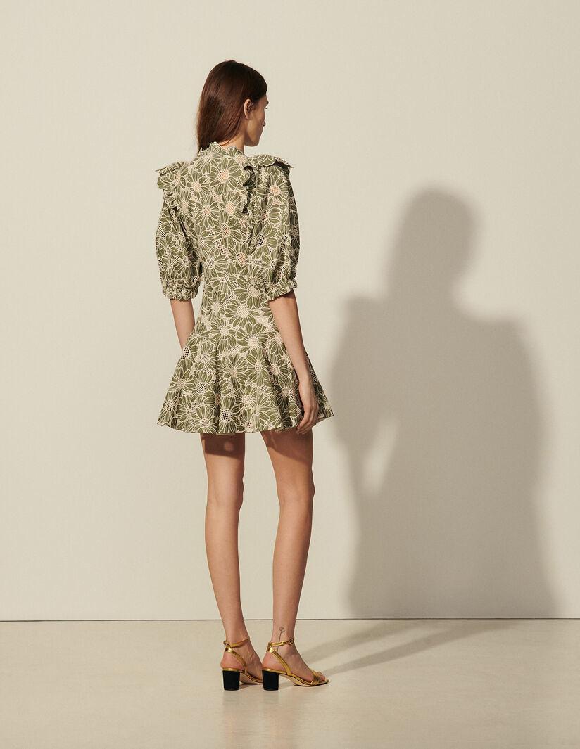 SANDRO embroidered floral green mini dress photo 5