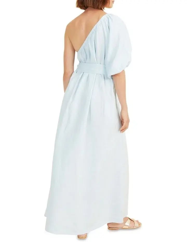 Seed Heritage OneShoulder Linen Maxi Dress Blue Size 6 photo 2