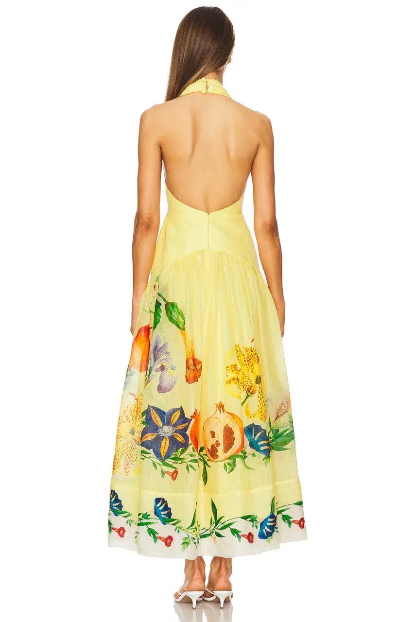 ALEMAIS Dahlia Halter Gown Yellow Size 10 AU photo 19