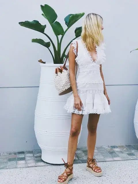 Zimmermann Wayfarer Paneled Flutter Mini Dress Ivory Size 8 photo 5